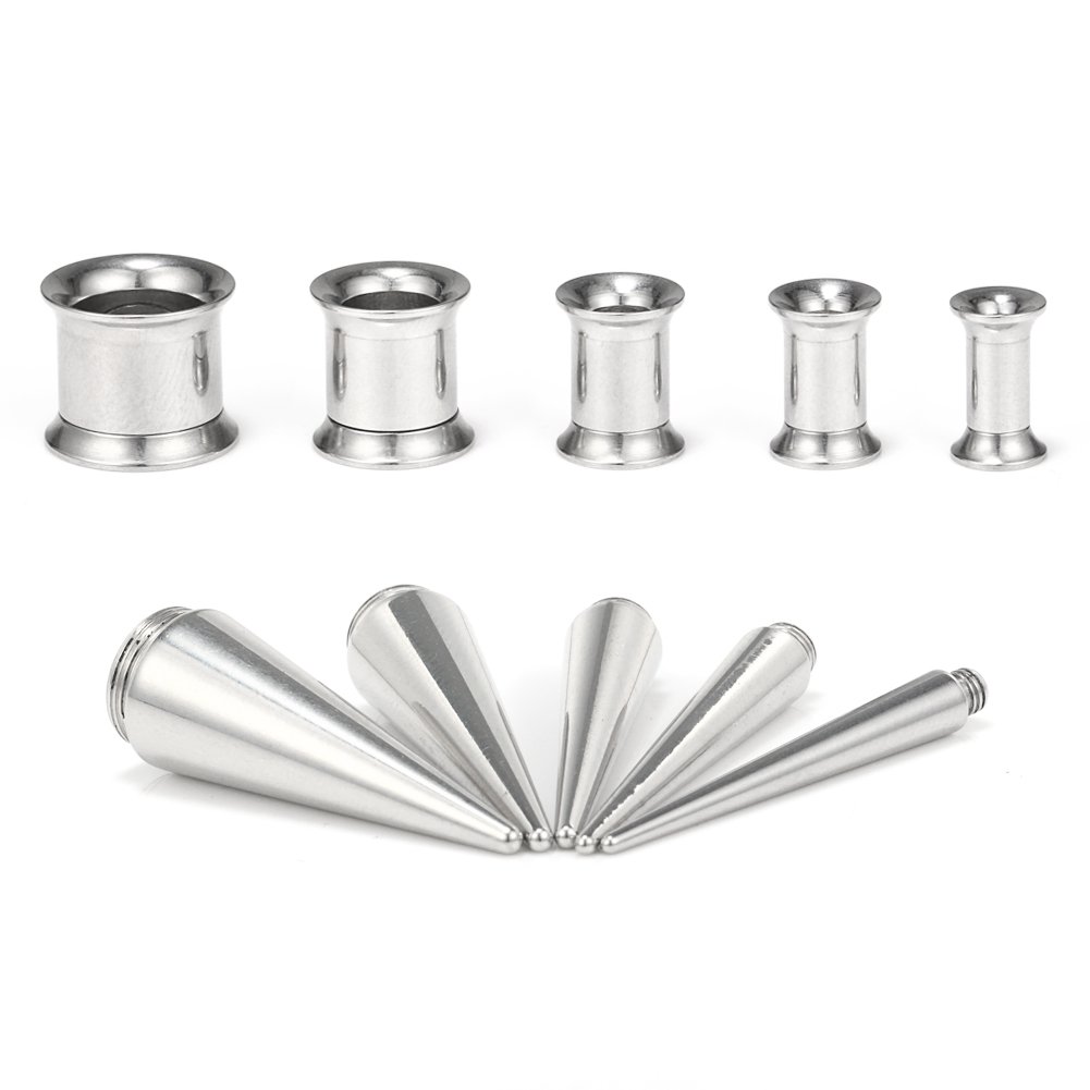 Body Jewelry Ear Plugs - Unisex 2 in 1 Stainless Steel