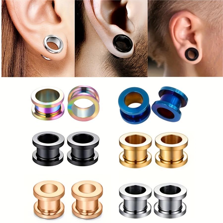 Body Jewelry Ear Plugs - New 2pcs Colorful Anodized Stainless Steel