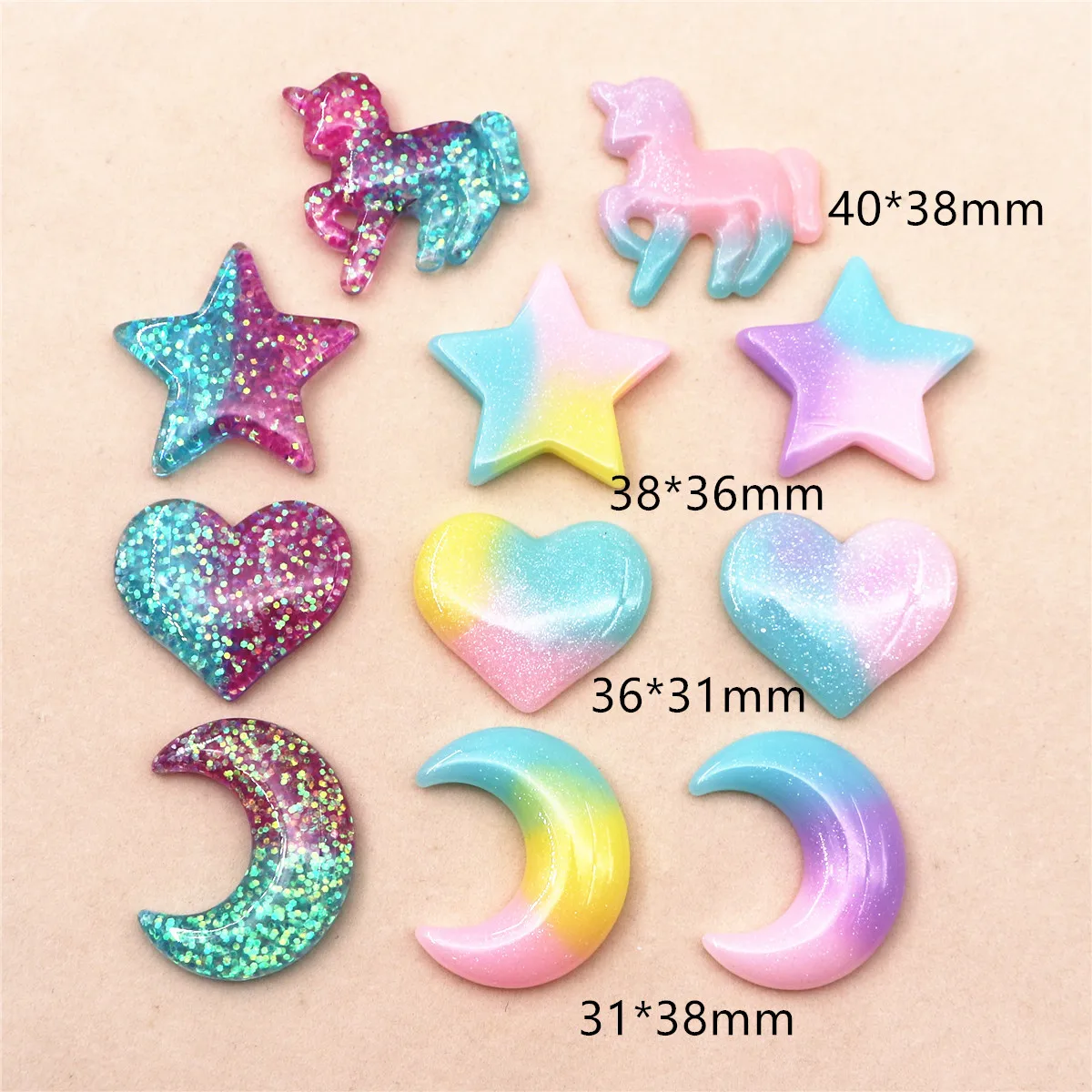 Star Flat Back - 10 cái Kawaii Resin Màu Hồng