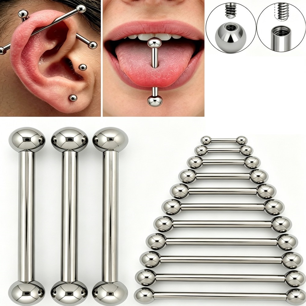 Body Jewelry Nipple Rings - 14G 16G G23 Titanium Straight Barbell