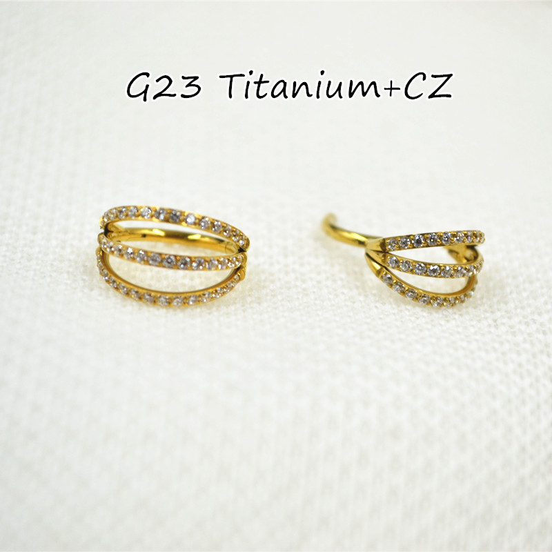 10pcs 16G CZ G23 Titanium Nose - đánh giá và giá Clicker Ring Seamless