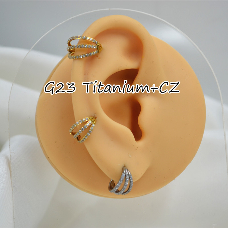 10pcs 16G CZ G23 Titanium Nose - đánh giá và giá Clicker Ring Seamless