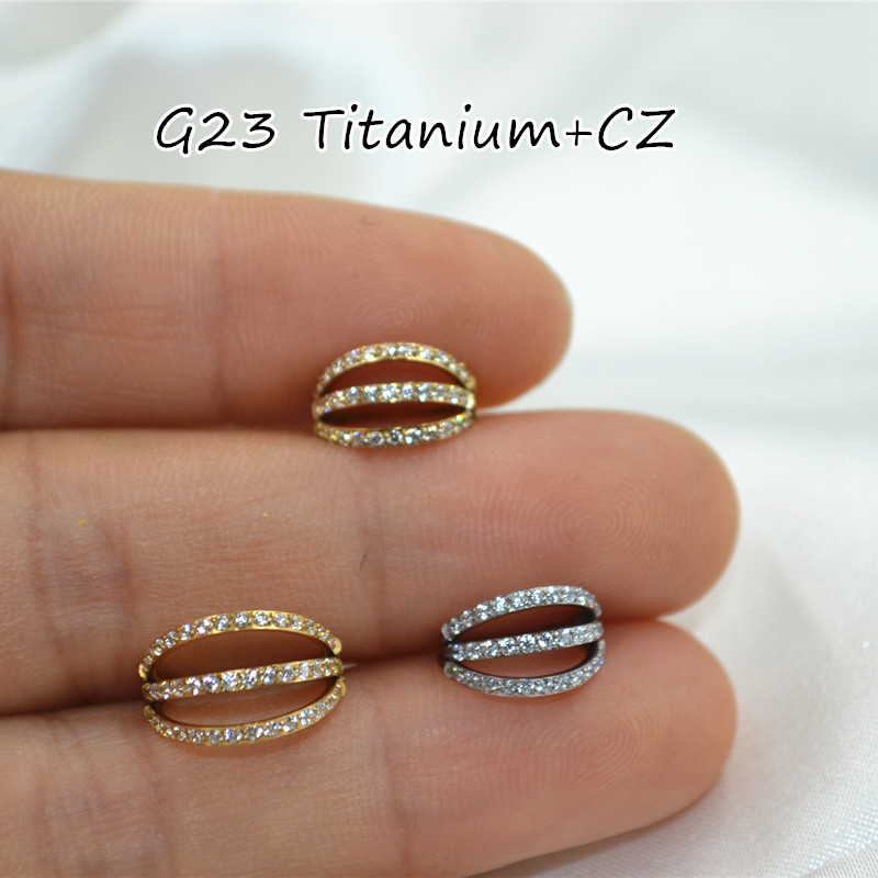 10pcs 16G CZ G23 Titanium Nose - đánh giá và giá Clicker Ring Seamless