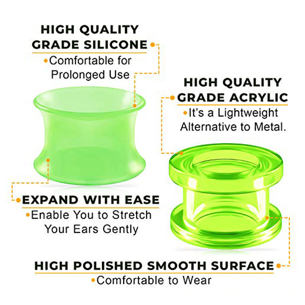 Acrylic Silicone Đôi Bùng Lên  - đánh giá và giá Body Jewelry Ear Plugs