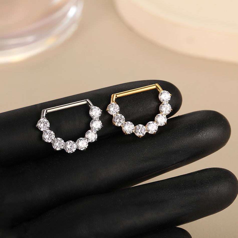 1Pc G23 Titanium CZ Zircon D S - đánh giá và giá Body Jewelry Nipple Rings