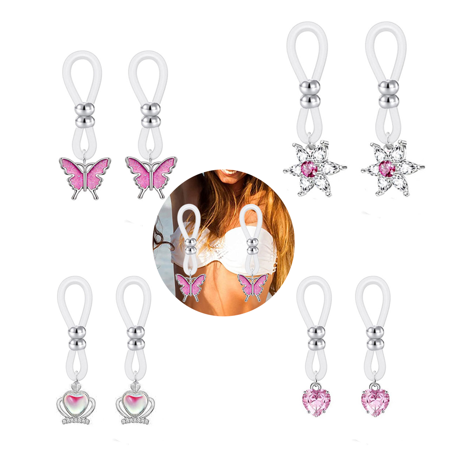 Alloy Silicone Butterfly Heart - đánh giá và giá Body Jewelry Nipple Rings