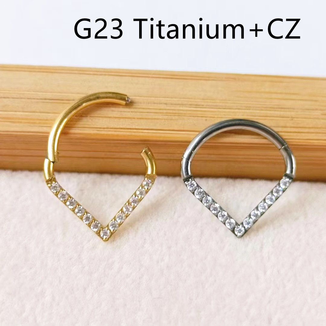 10pcs G23 Titanium F136 CZ Hea - đánh giá và giá Clicker Ring Seamless