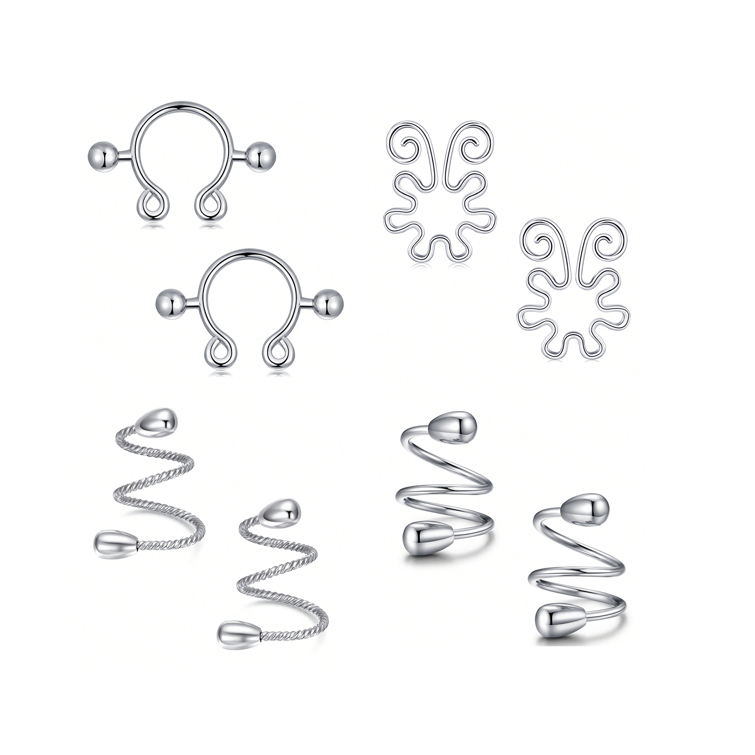 8Pcs Stainless Fake Nipple Rin - đánh giá và giá Body Jewelry Nipple Rings