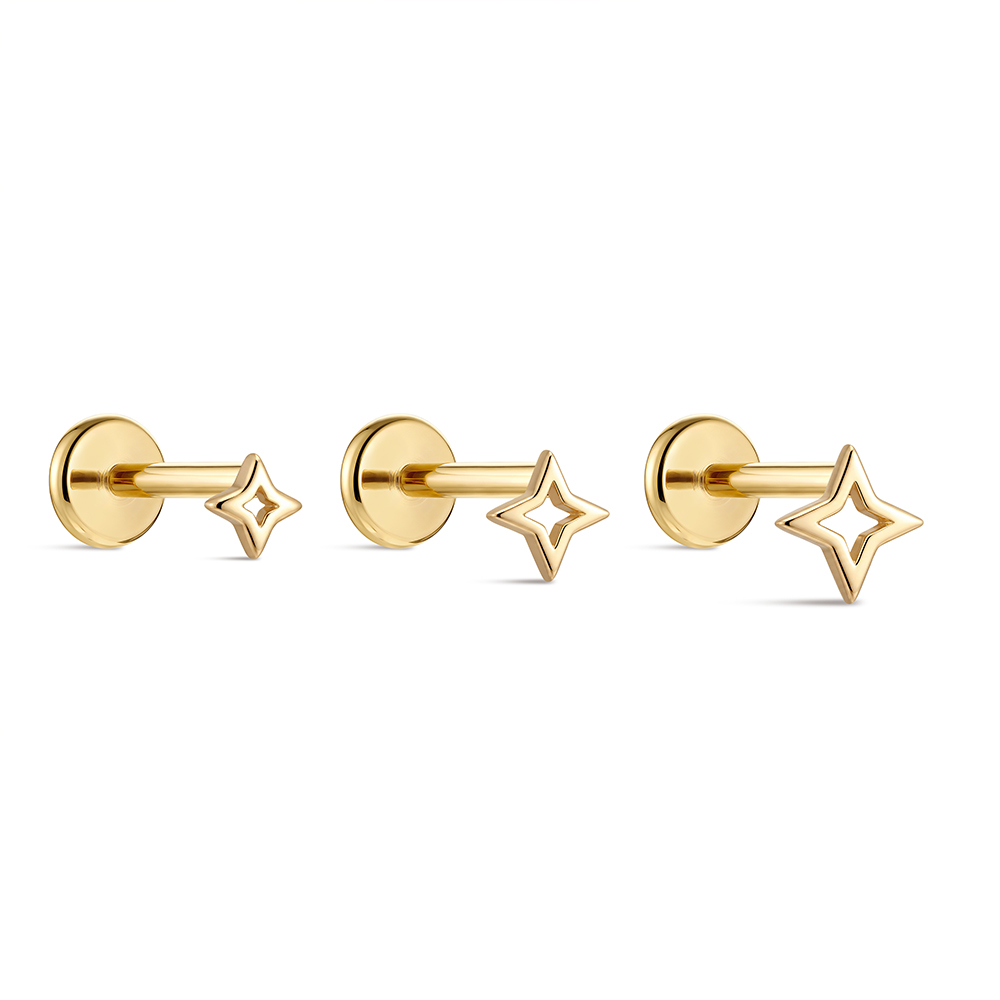 ROXI 1PC 5/6/8mm 14K Solid Gol - đánh giá và giá Star Flat Back