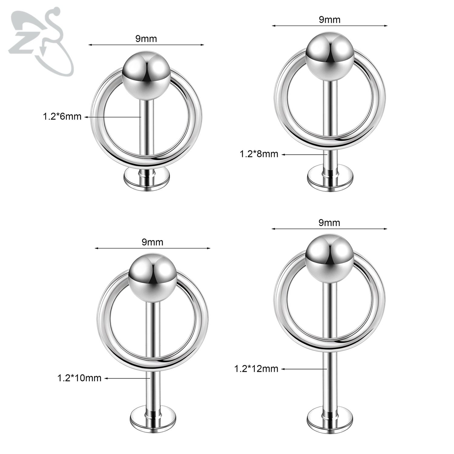 ZS 1 Piece 6/8/10/12MM Stainle - đánh giá và giá Zs Body Jewelry